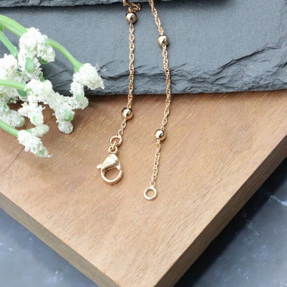 Rose Gold Beaded Chain Necklace with Twist Link – 19.7 Inch Length, XPNL0005 - Picture 6 of 12